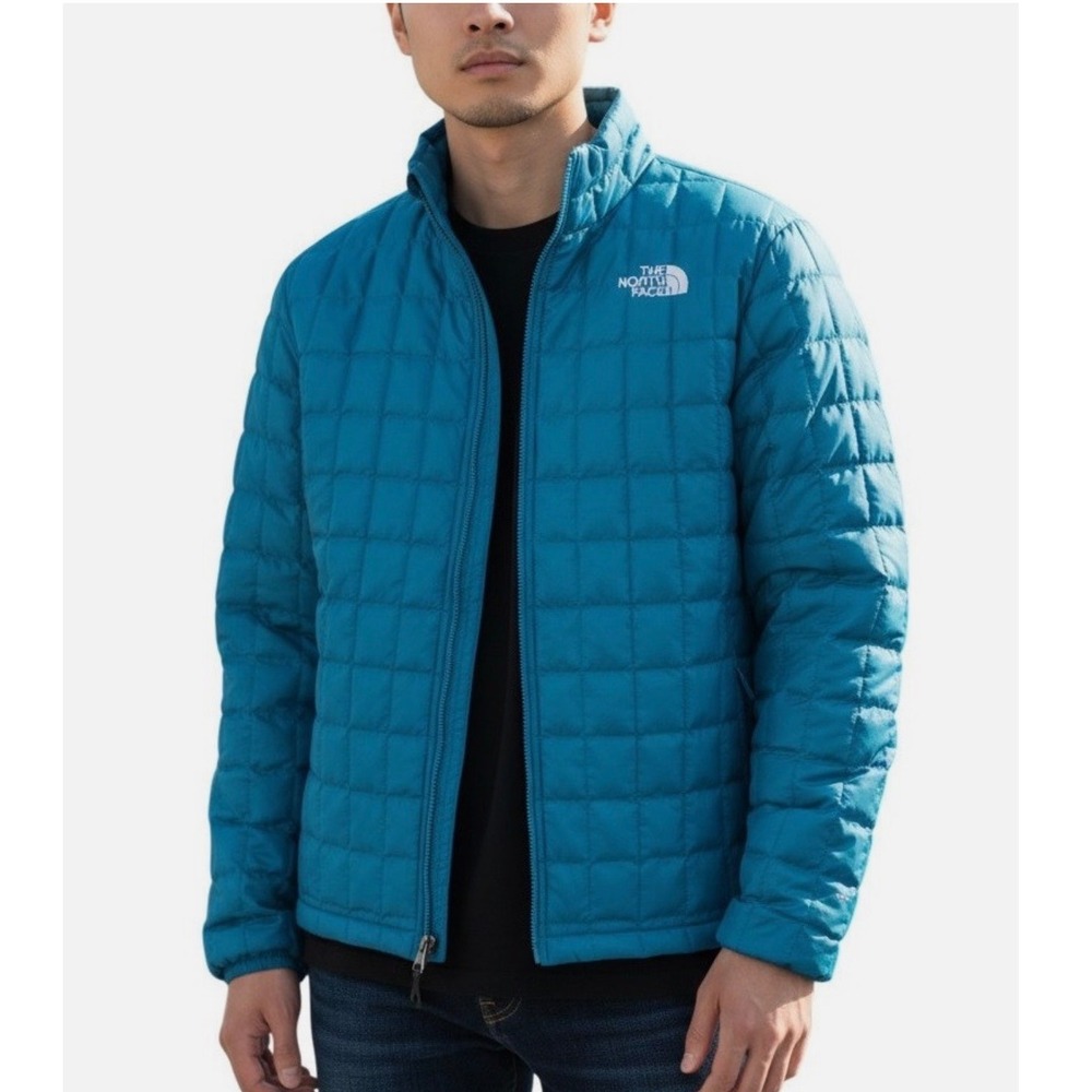 THE NORTH FACE Mens Thermal Insulated Jacket Digital Steel Blue Travel Large NWT
